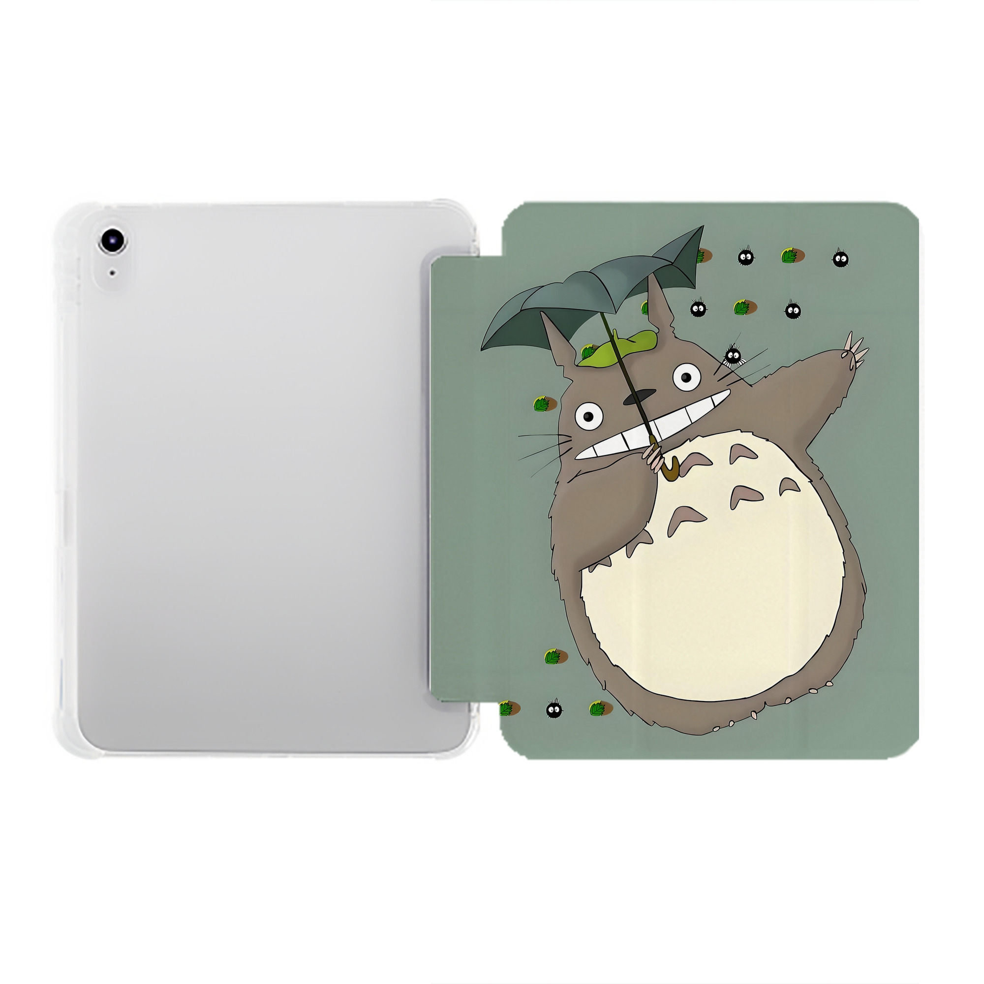 （画像用） となりのトトロ 草壁メイ 草壁サツキ My Neighbor Totoro Satsuki Kusakabe Mei Kusakabe IPad ケース ペン収納付き 三つ折りスタンド PUレザー×シリコン 対応機種9.5/10.5/10.9インチ